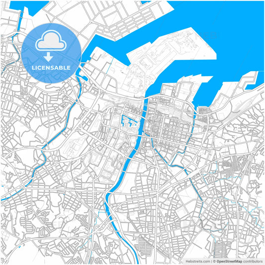 Kitakyushu, Fukuoka, Japan, city map with high resolution roads.