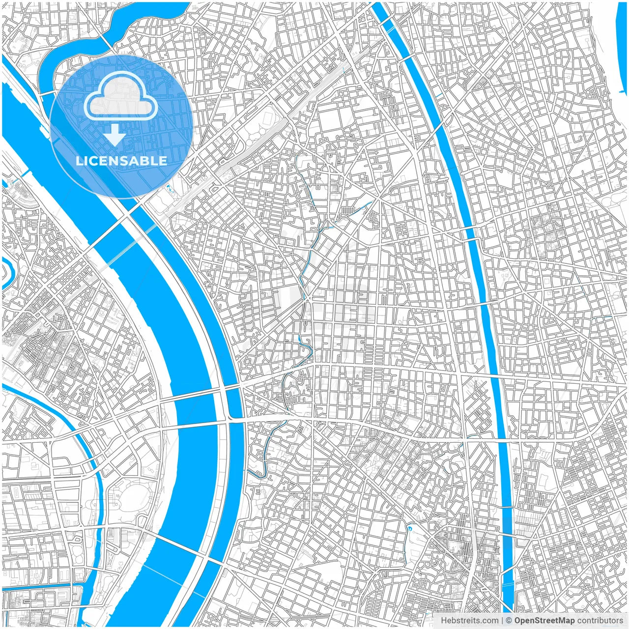 Edogawa, Tokyo, Japan, city map with high resolution roads.
