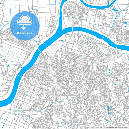 Kurume, Fukuoka, Japan, city map with high resolution roads.