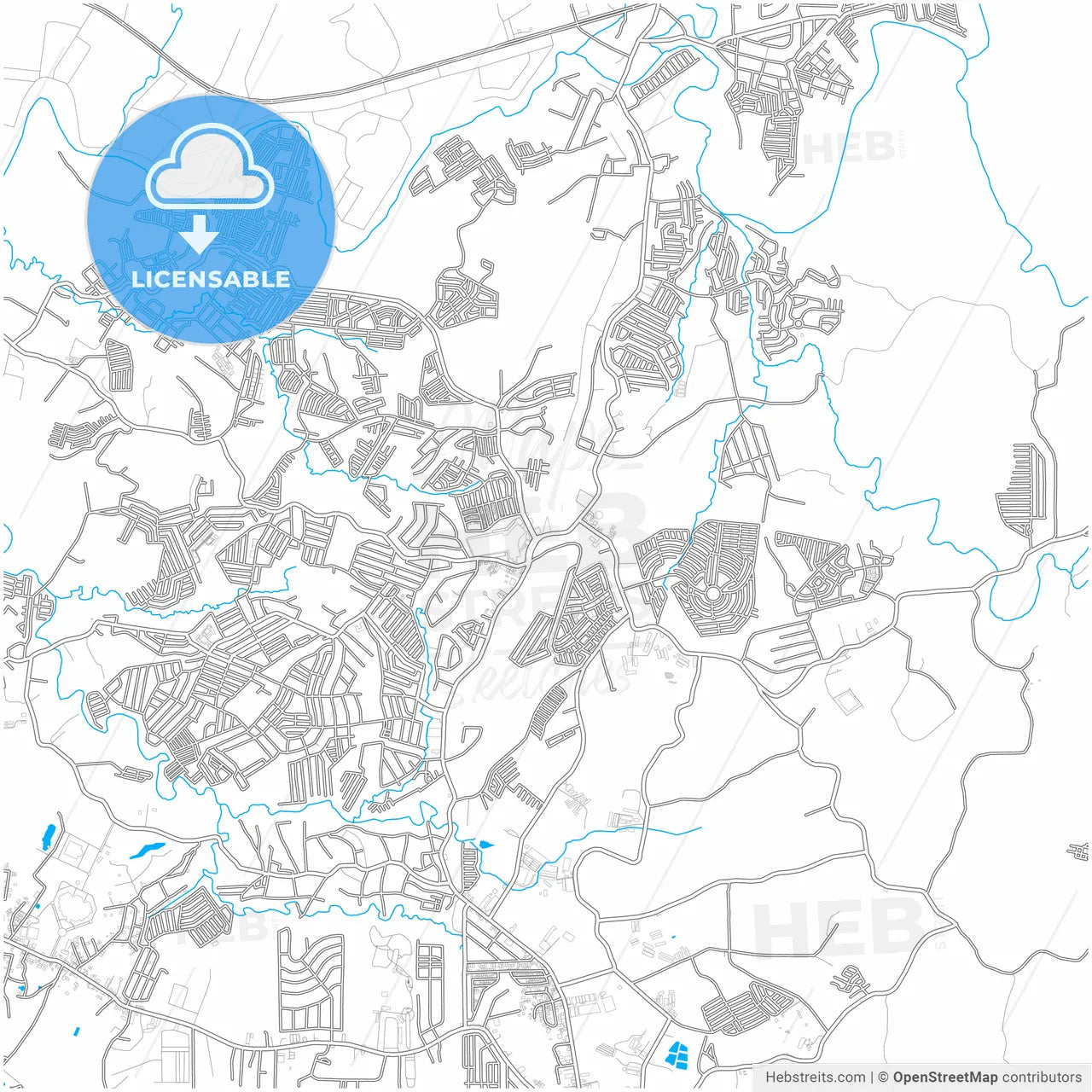 San Jose del Monte, Bulacan, Philippines, city map with high resolution roads.