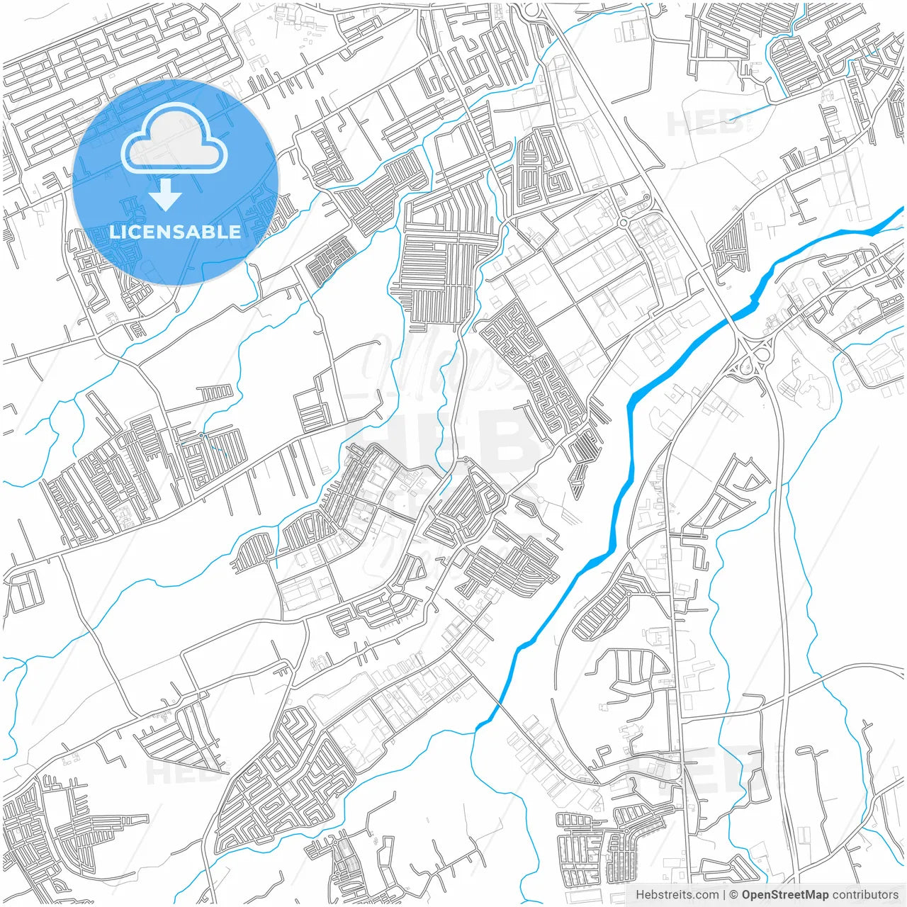 Calamba, Laguna, Philippines, city map with high resolution roads.