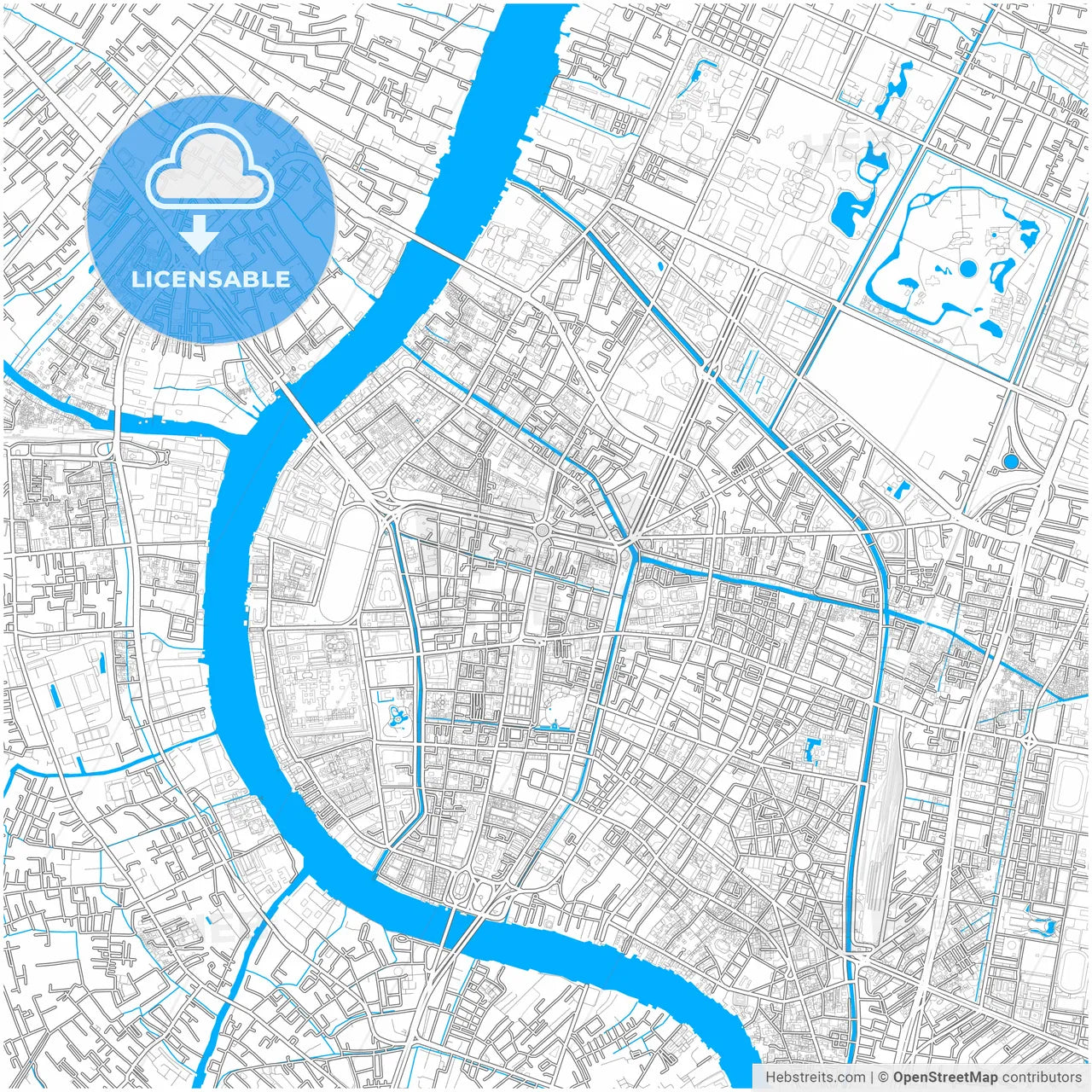 Bangkok, Bangkok, Thailand, city map with high resolution roads.