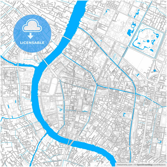 Bangkok, Bangkok, Thailand, city map with high resolution roads.