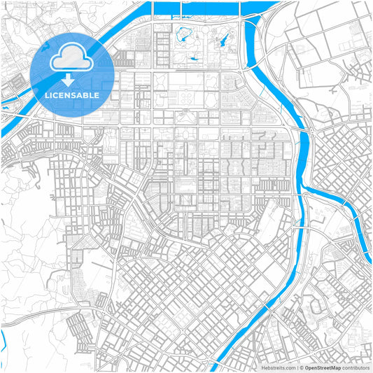 Daejeon, South Korea, city map with high resolution roads.