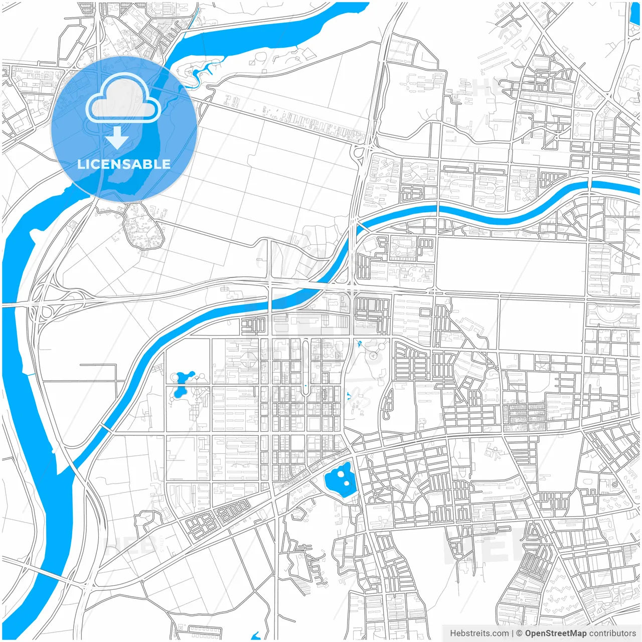 Gwangju, South Korea, city map with high resolution roads.