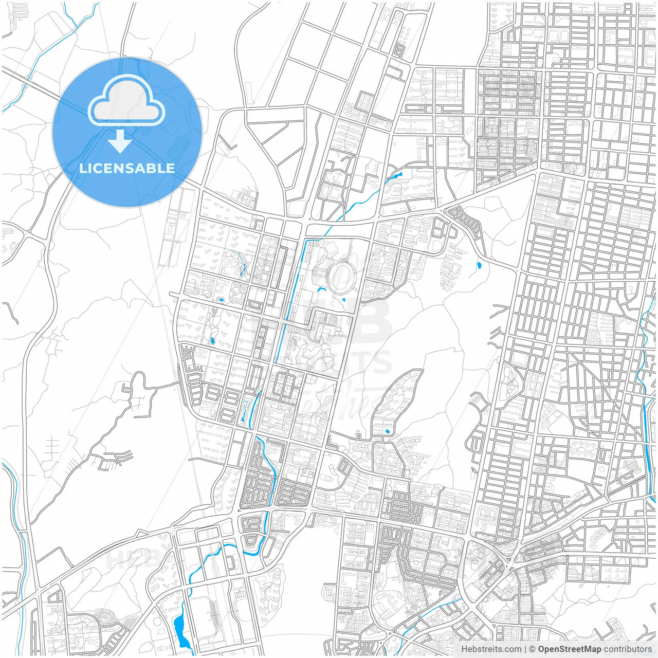 Cheonan, South Chungcheong, South Korea, city map with high resolution roads.