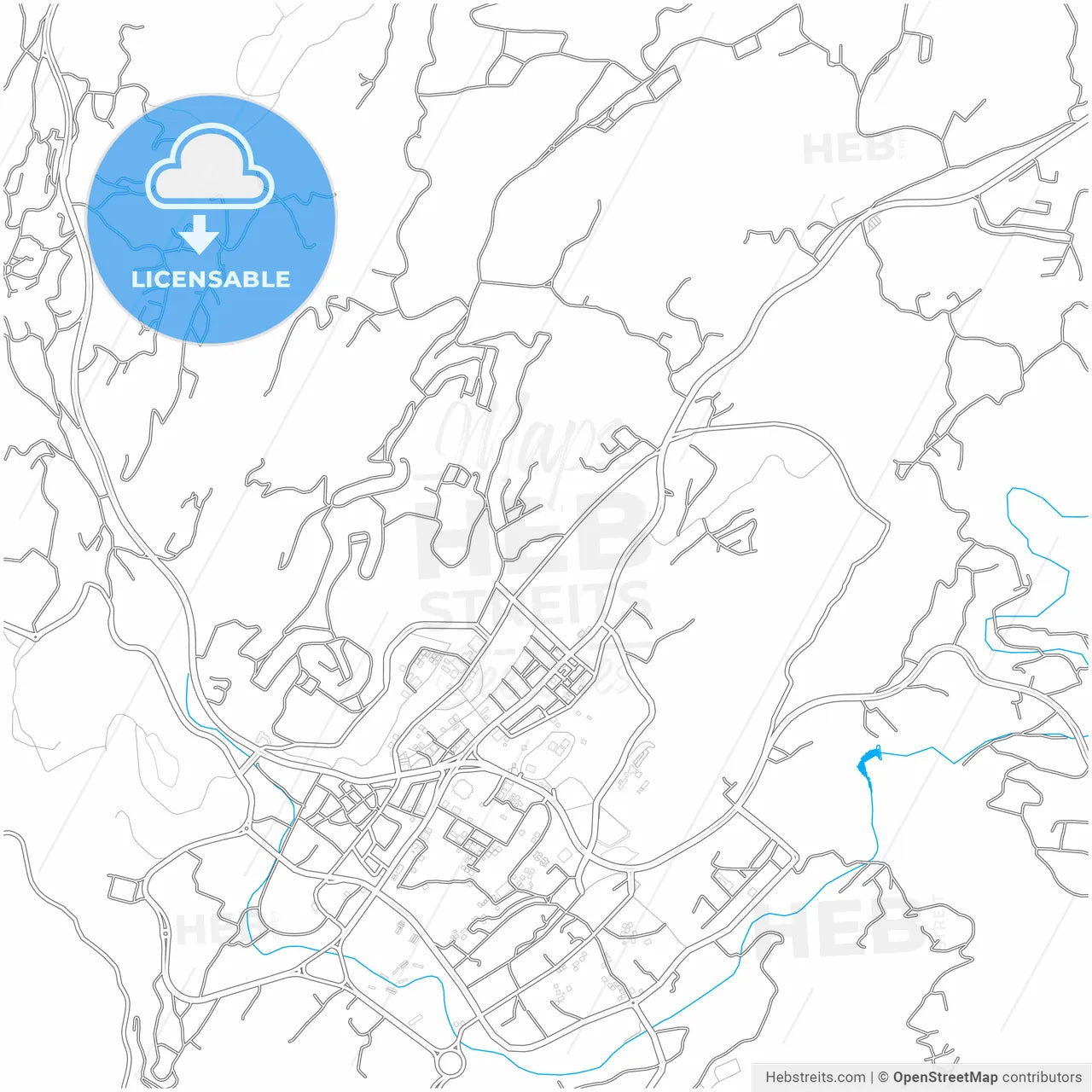 Al Bahah, Saudi Arabia, city map with high resolution roads.