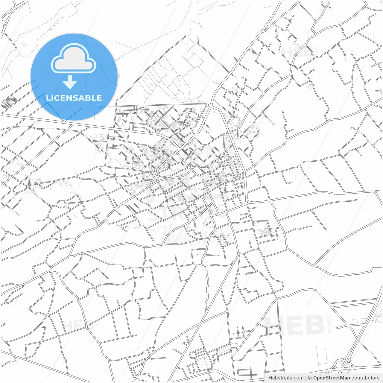 Darayya, Syria, city map with high resolution roads.