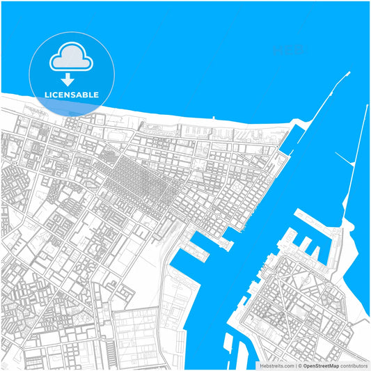 Port Said, Egypt, city map with high resolution roads.