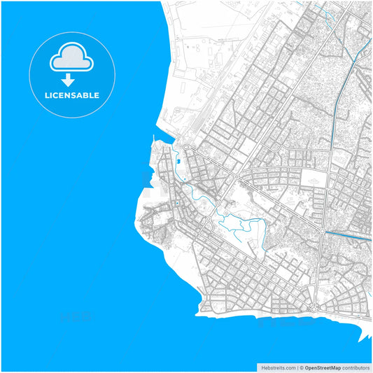 Beira, Mozambique, city map with high resolution roads.