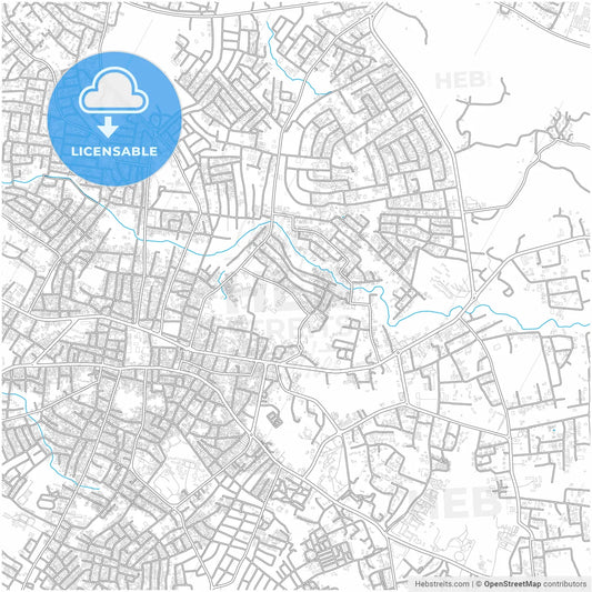 Akure, Nigeria, city map with high resolution roads.