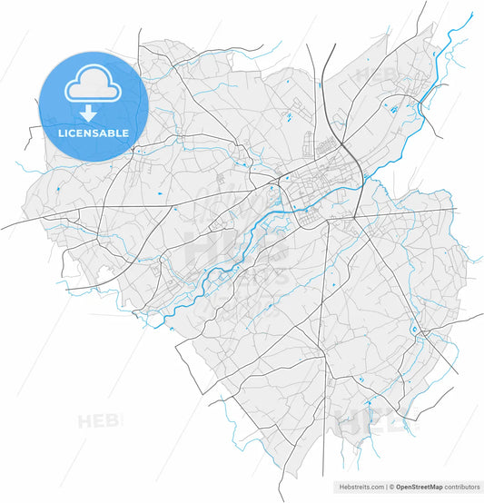 Ninove, East Flanders, Belgium, high resolution vector map - Instant download PDF and JPG