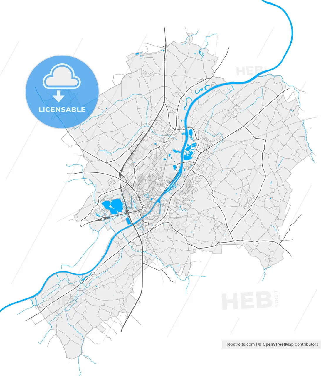 Oudenaarde, East Flanders, Belgium, high resolution vector map - Instant download PDF and JPG