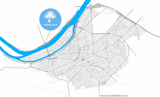 Issy-les-Moulineaux, Hauts-de-Seine, France, high resolution vector map - Instant download PDF and JPG