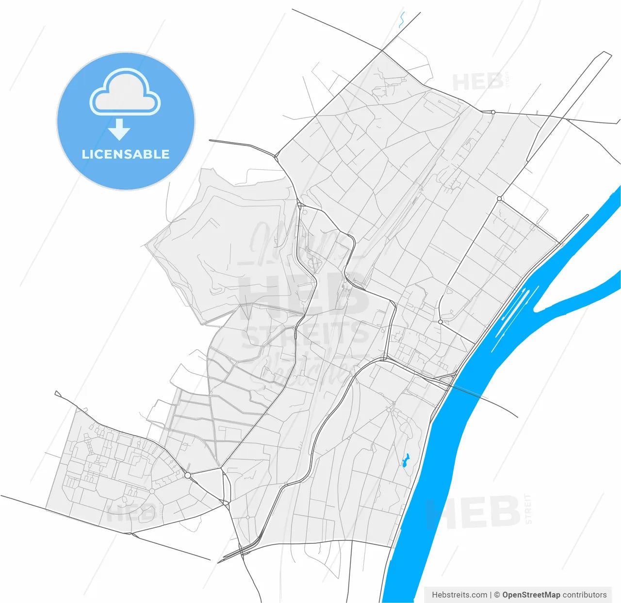 Suresnes, Hauts-de-Seine, France, high resolution vector map - Instant download PDF and JPG