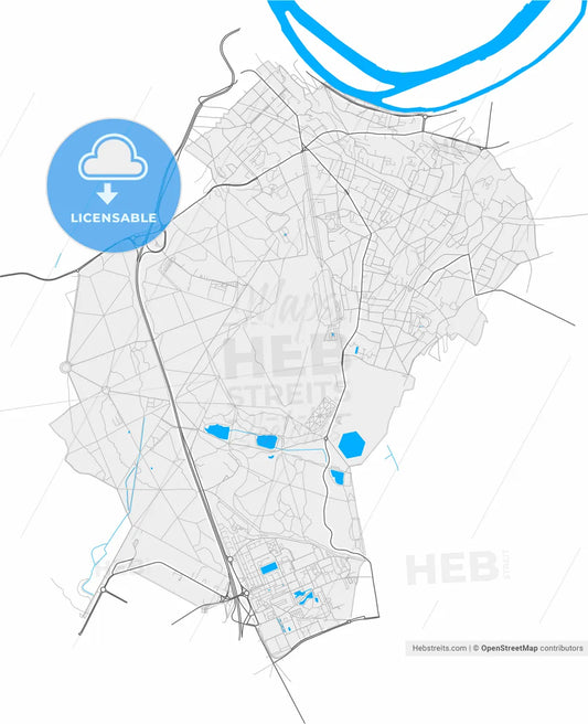 Meudon, Hauts-de-Seine, France, high resolution vector map - Instant download PDF and JPG