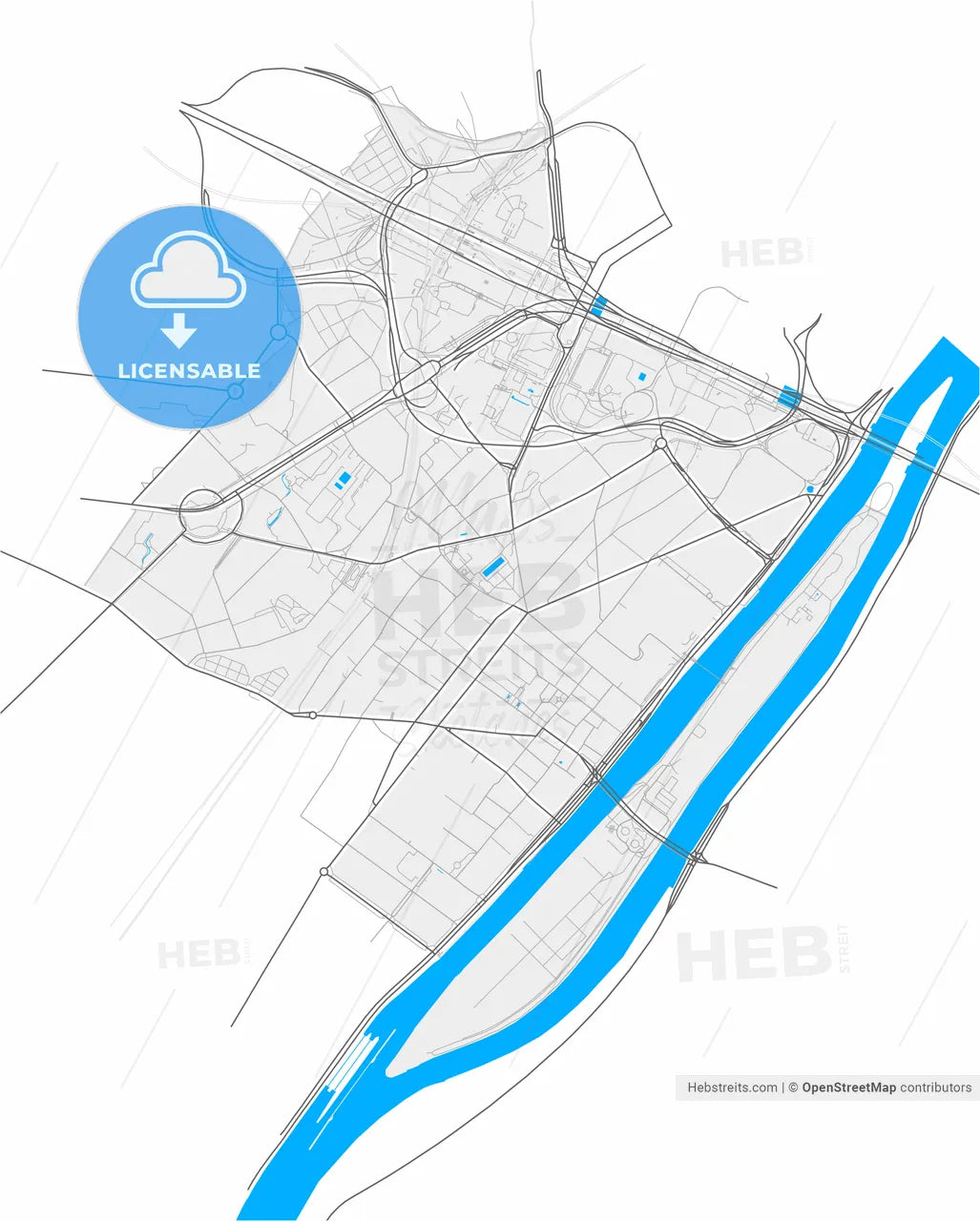Puteaux, Hauts-de-Seine, France, high resolution vector map - Instant download PDF and JPG