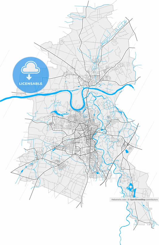 Dessau-Roßlau, Saxony-Anhalt, Germany, high resolution vector map - Instant download PDF and JPG