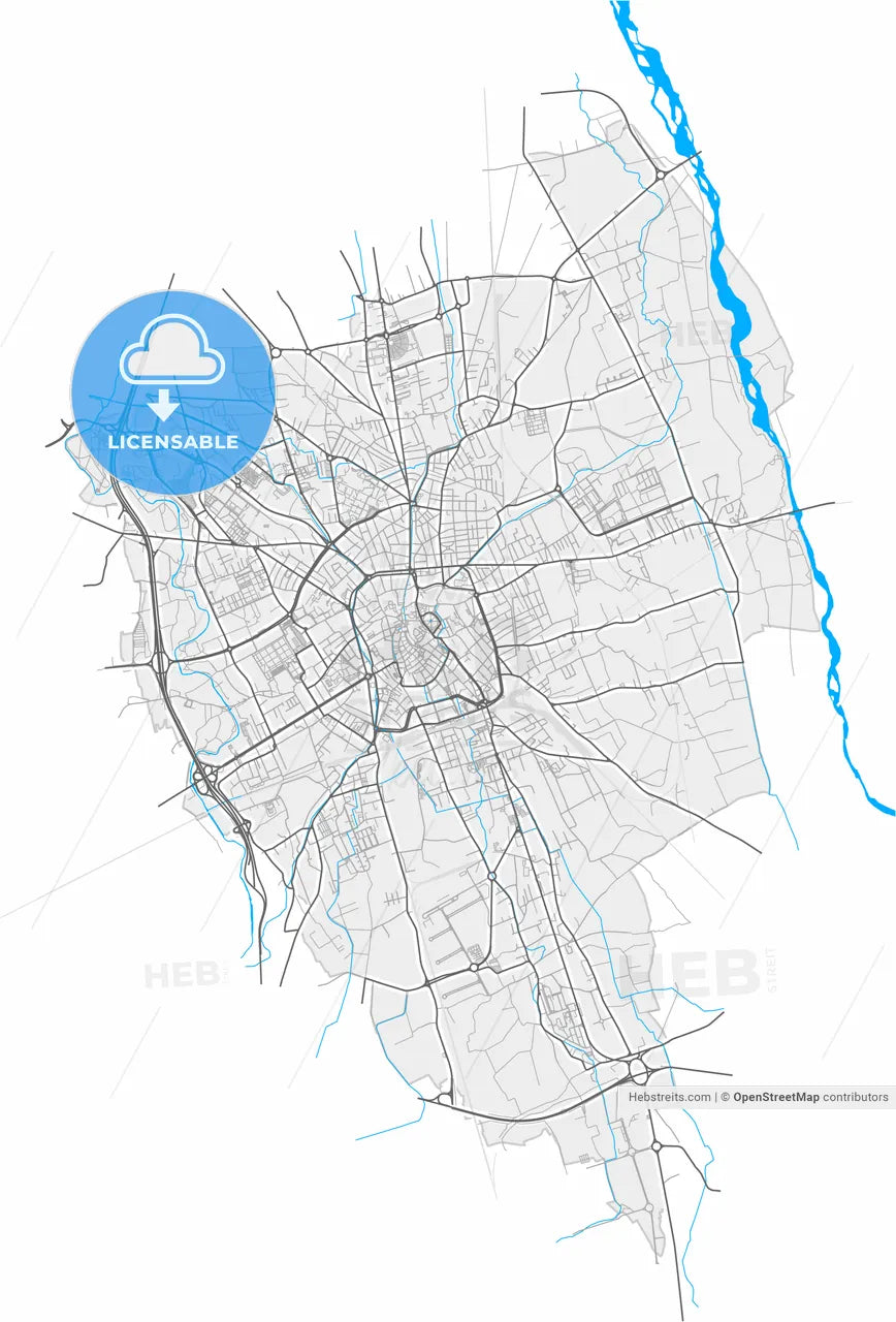 Udine, Friuli-Venezia Giulia, Italy, high resolution vector map - Instant download PDF and JPG