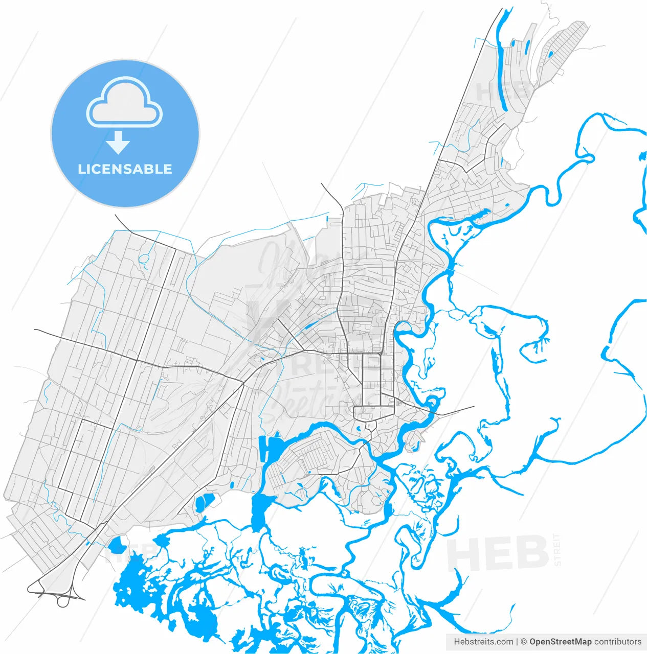 Novomoskovsk, Dnipropetrovsk Oblast, Ukraine, high resolution vector map - Instant download PDF and JPG