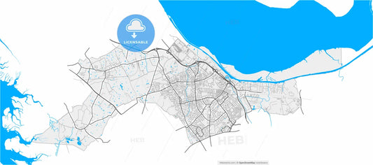 Ellesmere Port, North West England, England, high resolution vector map - Instant download PDF and JPG