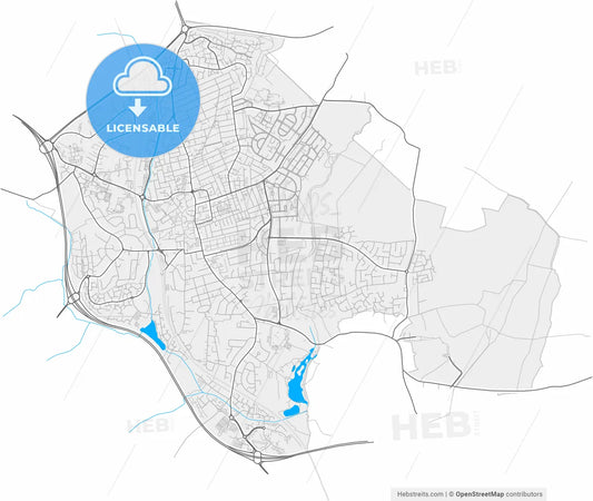 Kettering, East Midlands, England, high resolution vector map - Instant download PDF and JPG