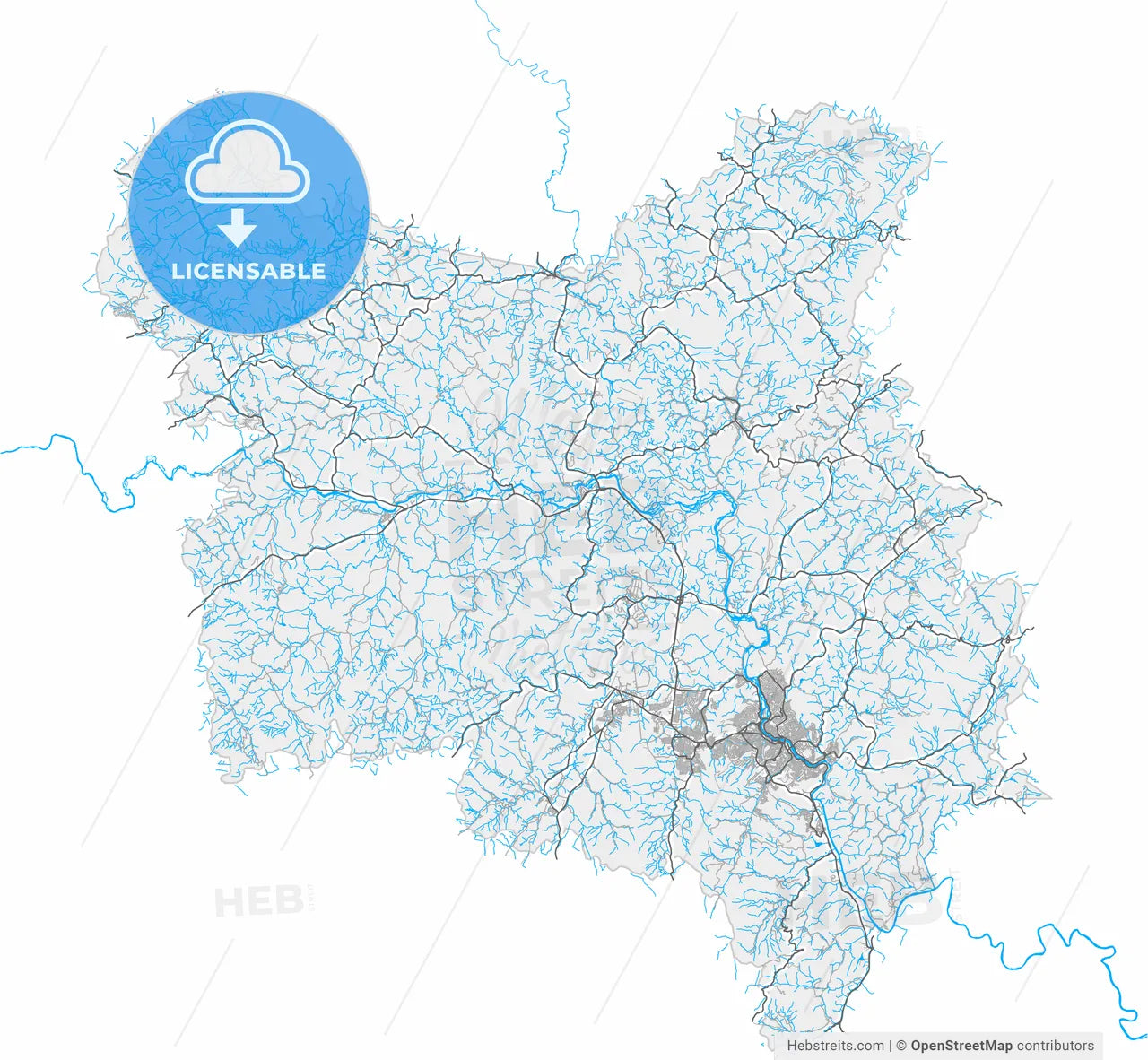 Cachoeiro de Itapemirim, Brazil, high resolution vector map - Instant download PDF and JPG