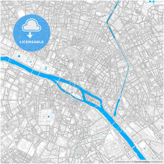 Paris, France, city map with high resolution roads.