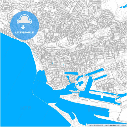 Le Havre, Seine-Maritime, France, city map with high resolution roads.