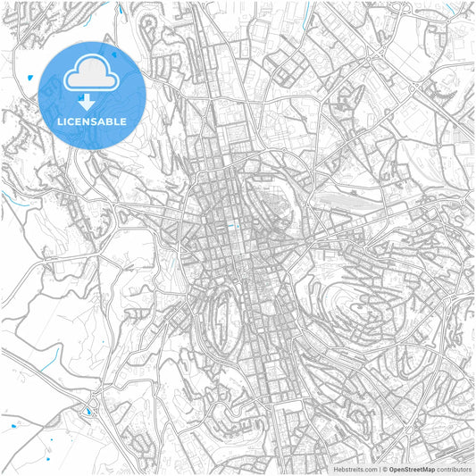 Saint-Étienne, Loire, France, city map with high resolution roads.