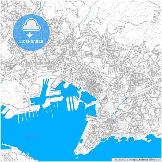 Toulon, Var, France, city map with high resolution roads.