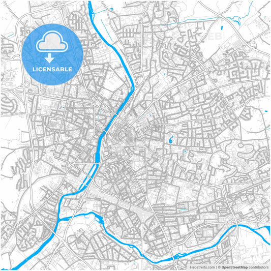 Le Mans, Sarthe, France, city map with high resolution roads.