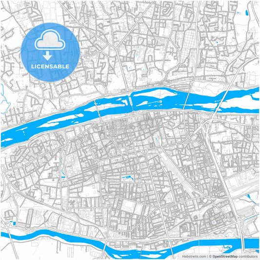 Tours, Indre-et-Loire, France, city map with high resolution roads.