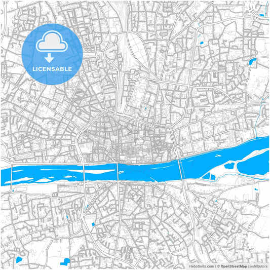 Orléans, Loiret, France, city map with high resolution roads.