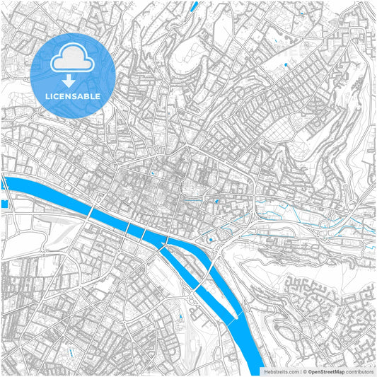 Rouen, Seine-Maritime, France, city map with high resolution roads.