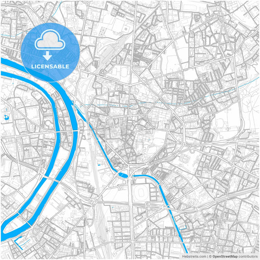 Saint-Denis, Seine-Saint-Denis, France, city map with high resolution roads.