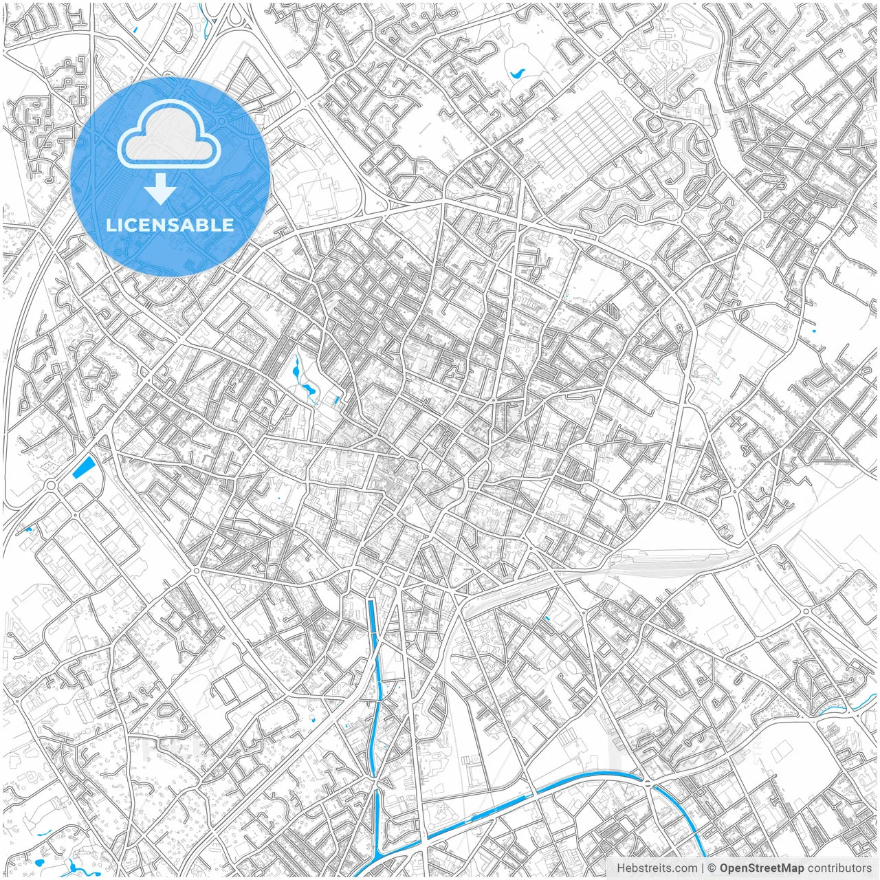Tourcoing, Nord, France, city map with high resolution roads.