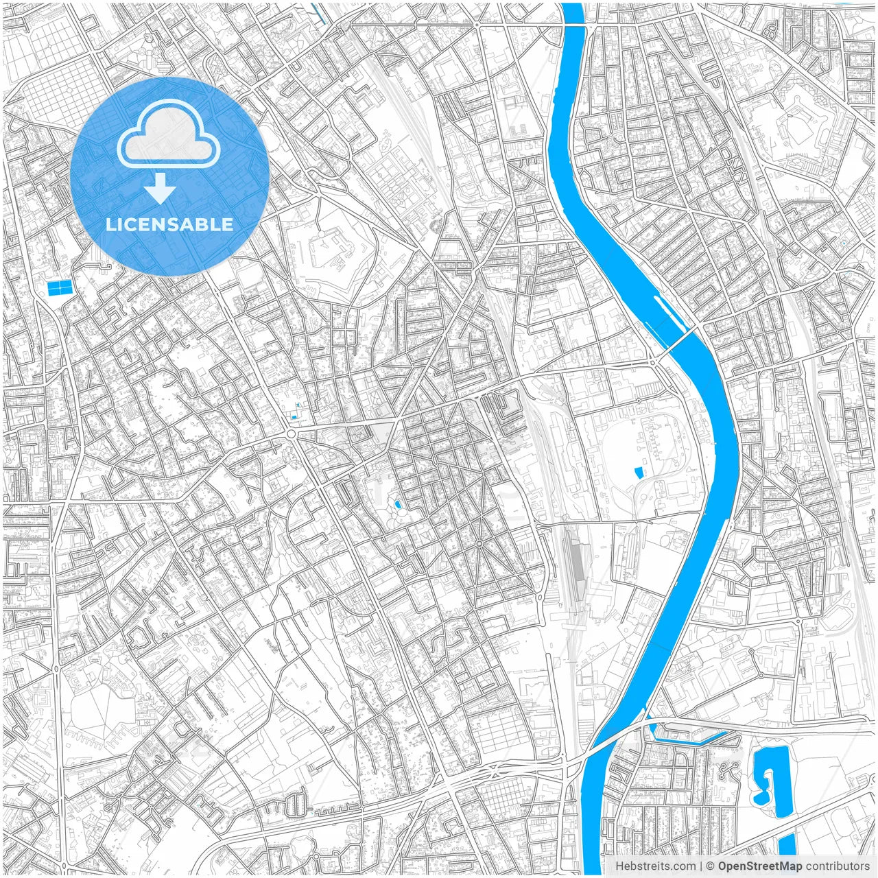Vitry-sur-Seine, Val-de-Marne, France, city map with high resolution roads.