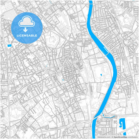 Vitry-sur-Seine, Val-de-Marne, France, city map with high resolution roads.