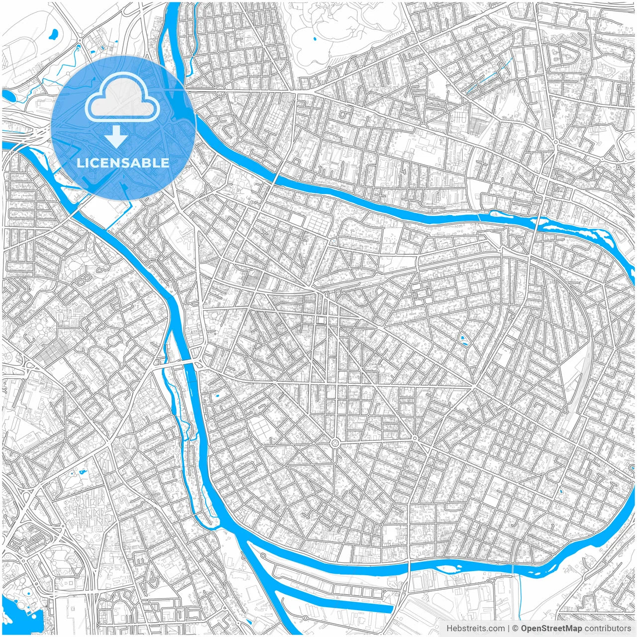 Saint-Maur-des-Fossés, Val-de-Marne, France, city map with high resolution roads.