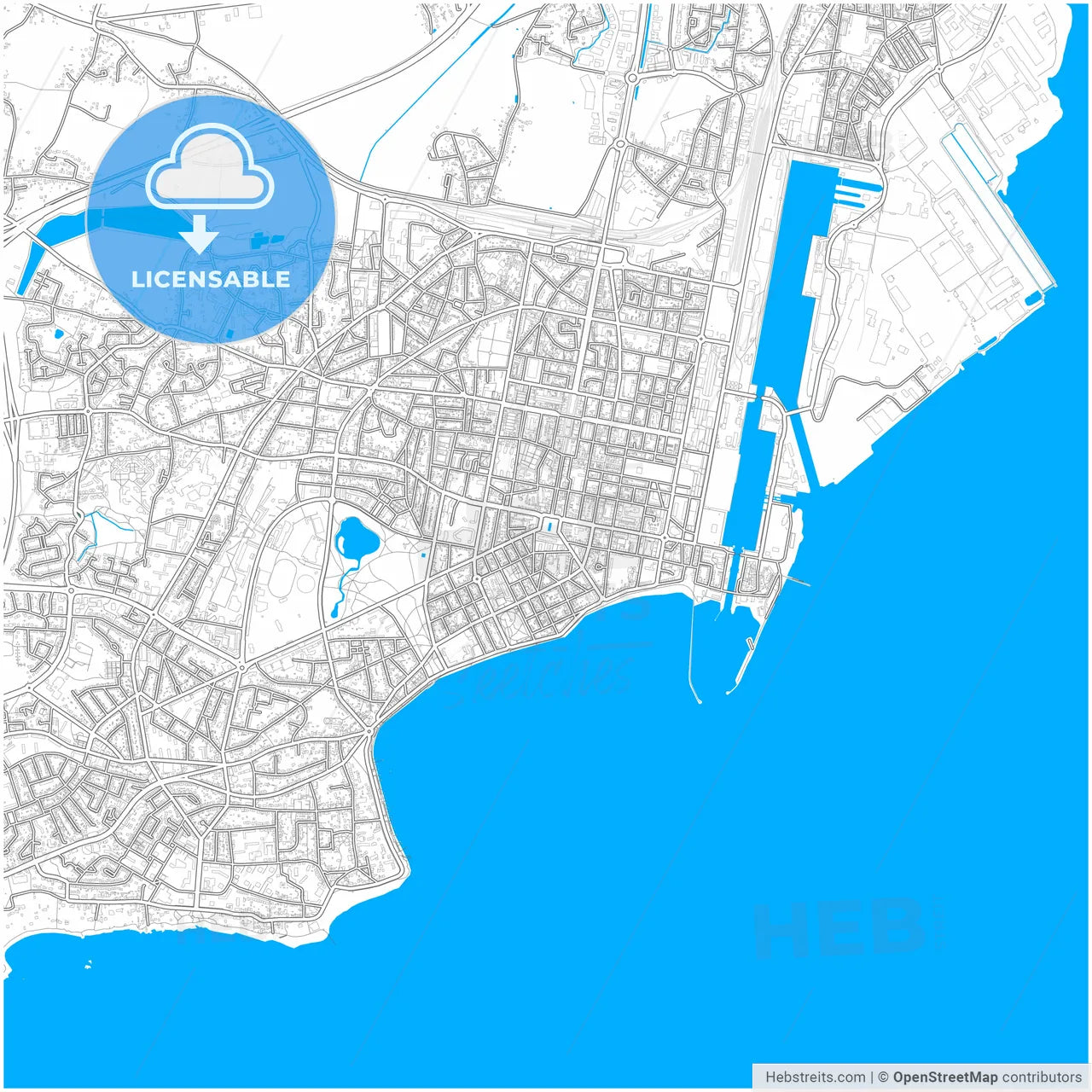 Saint-Nazaire, Loire-Atlantique, France, city map with high resolution roads.