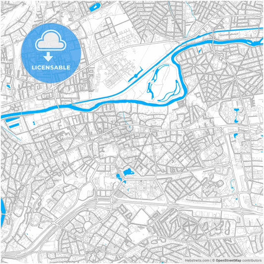 Noisy-le-Grand, France, city map with high resolution roads.