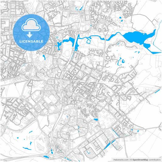 Villeneuve-d Ascq, Nord, France, city map with high resolution roads.