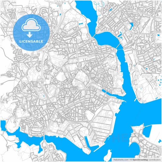 Lorient, Morbihan, France, city map with high resolution roads.