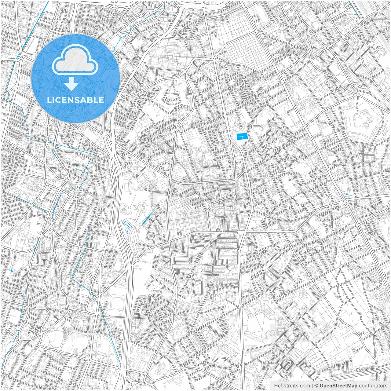 Villejuif, Val-de-Marne, France, city map with high resolution roads.