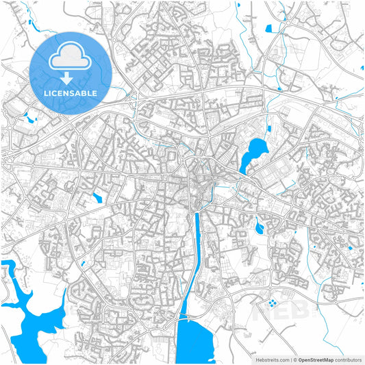Vannes, Morbihan, France, city map with high resolution roads.