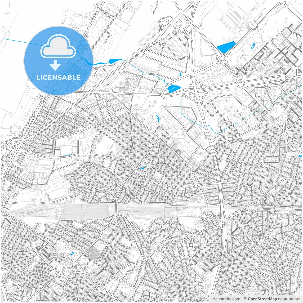 Le Blanc-Mesnil, France, city map with high resolution roads.