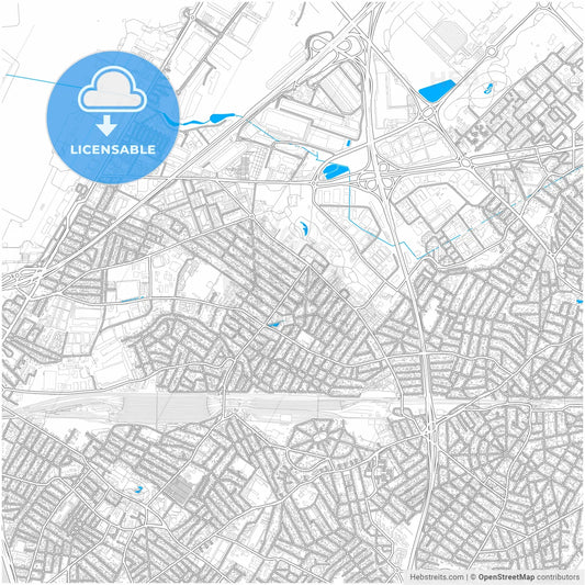Le Blanc-Mesnil, France, city map with high resolution roads.