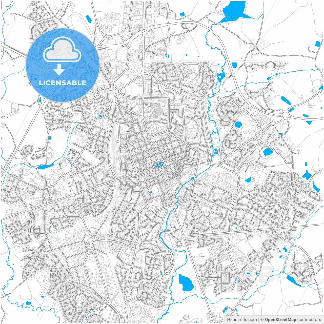 La Roche-sur-Yon, France, city map with high resolution roads.