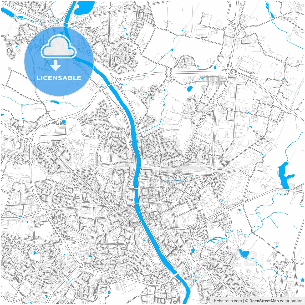Laval, Mayenne, France, city map with high resolution roads.